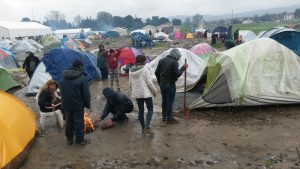 Tábor Idomeni na řecko-makedonské hranici v březnu 2016; zdroj: Pomáháme lidem na útěku